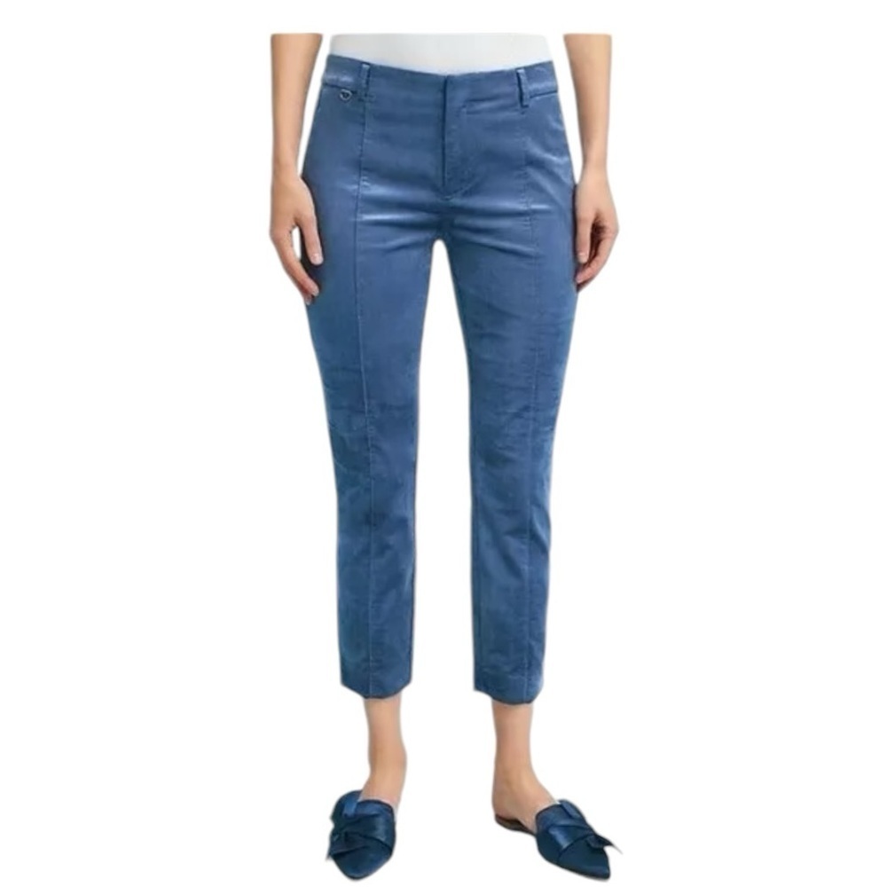 NWT Anthropologie The Essential Velvet Slim Trousers Blue Size 8‎ - Picture 2 of 12